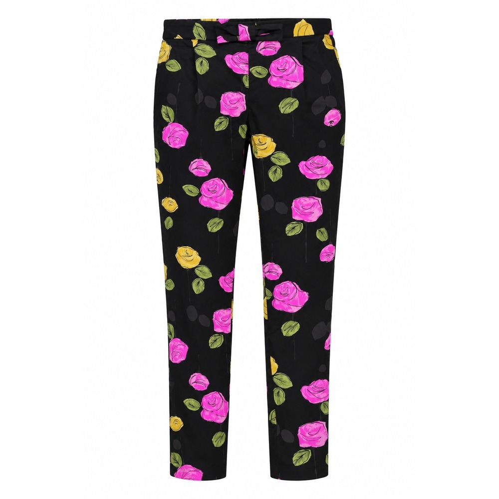 Milly Minis Sally Bow Pant Kids Size 7 Black Pink Yellow‎ Floral Rose NWT
